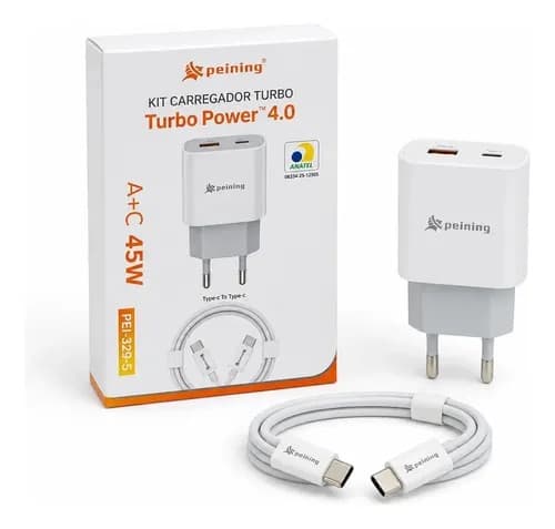 Carregador Turbo Peining 45W USB-C + USB-A