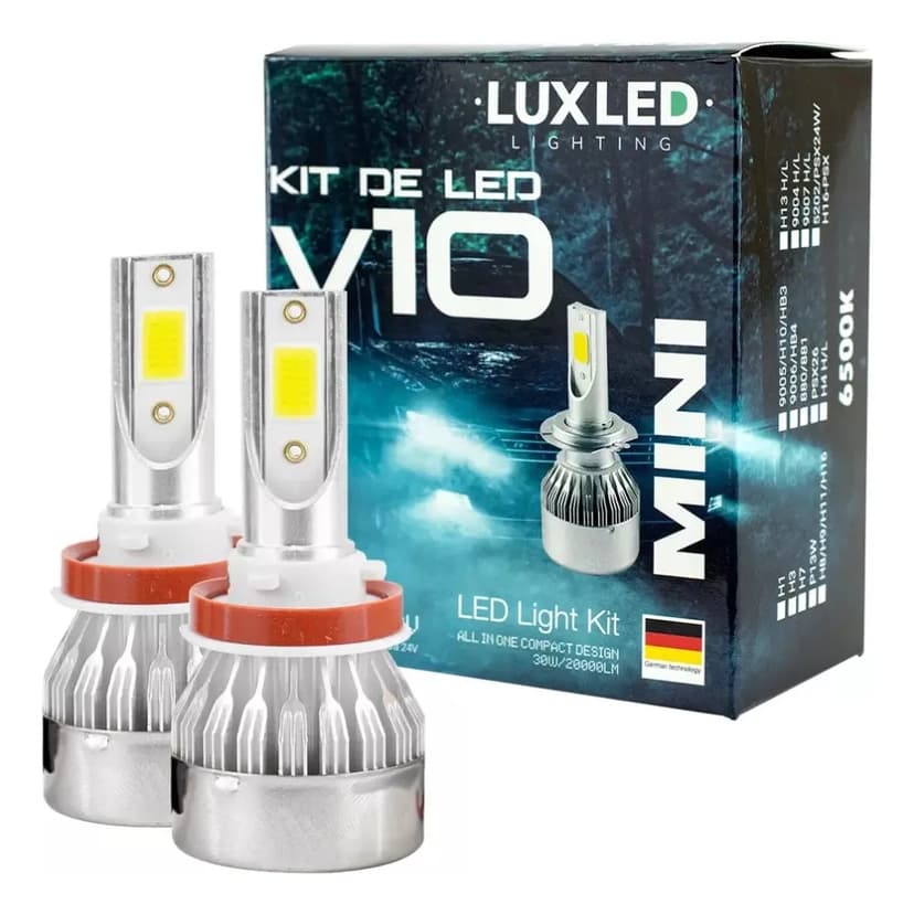 Par de Lampadas Ultra LED V10 6000k 20000 Lumens 30w Luxled H11